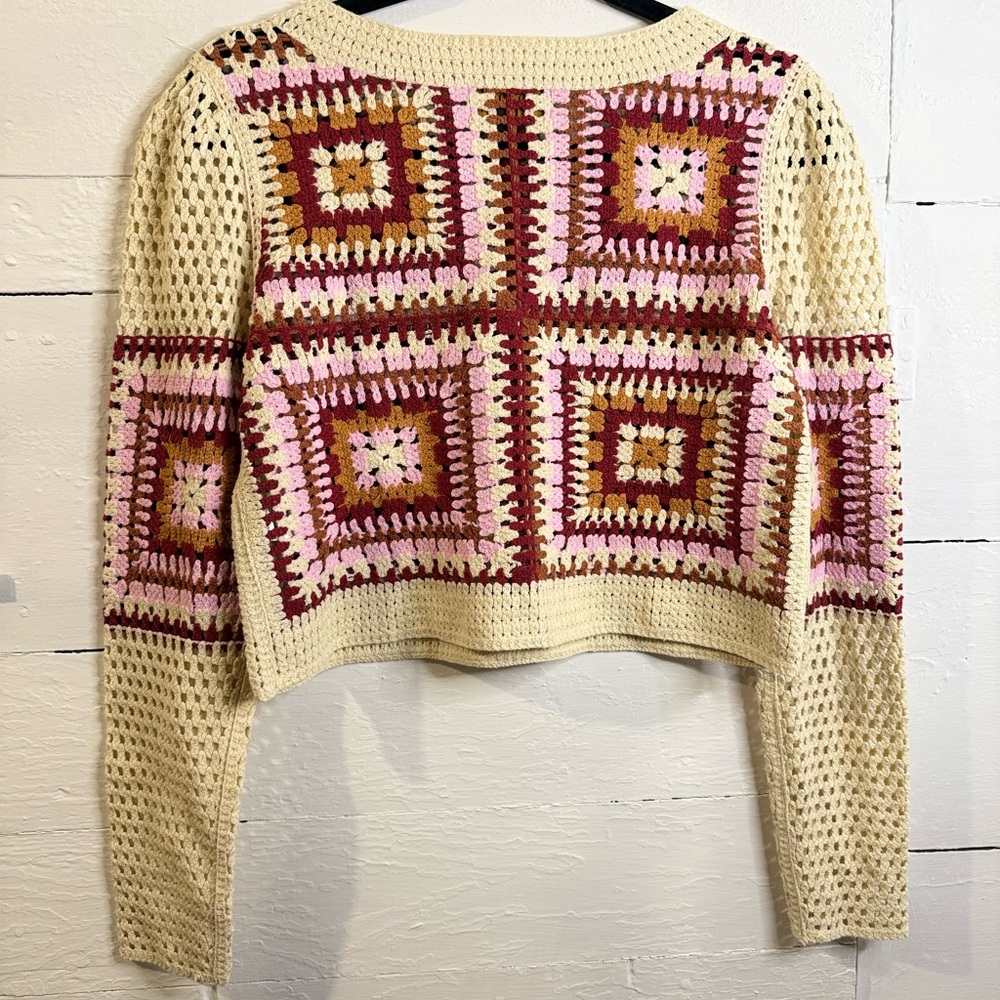 Chic Patchwork Crochet Sweater - image 3